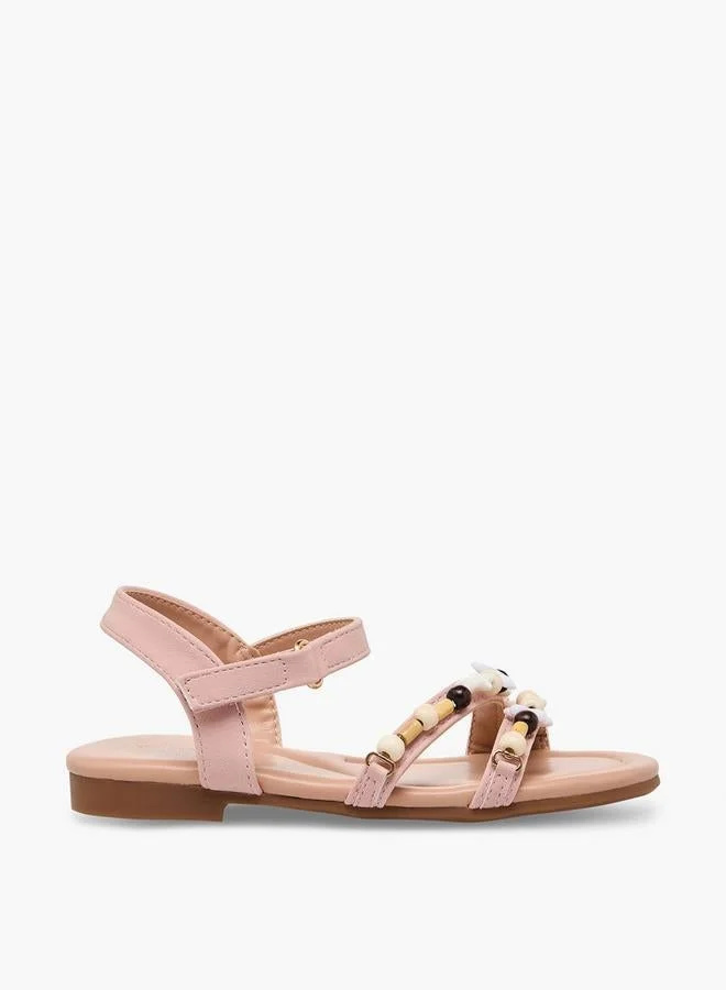 فلورا بيلا من شو إكسبرس Girls Beaded Accent Hook & Loop Sandals