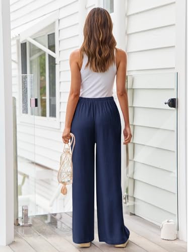 LILLUSORY Linen Wide Leg Pants Womens Palazzo Flowy Beach Vacation 2026 Summer Spring Fashion Outfits Clothes Clothing Trendy Skirts Cute Resort Wear Cruise High Waisted Boho Travel Trousers Pockets - Image 4