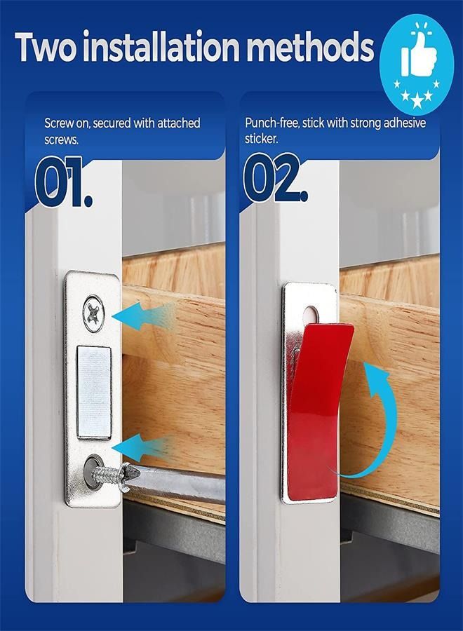 Magnetic Door Catch 8 Pack Ultra Thin Cabinet Magnetic Catch Adhesive Cabinet Door Magnets Drawer Magnets Cabinet Latch Magnetic Closures for Cabinets Kitchen Closet to Keep Door Closed  - Image 4