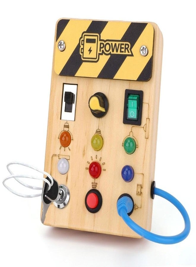 BLiSS HUES Wooden Busy Board for Toddlers with LED-Switch Light-Sensory Play, Educational & Learning Toys for Kids -Travel Toys for Baby Toddlers 18-36 Month - Image 1