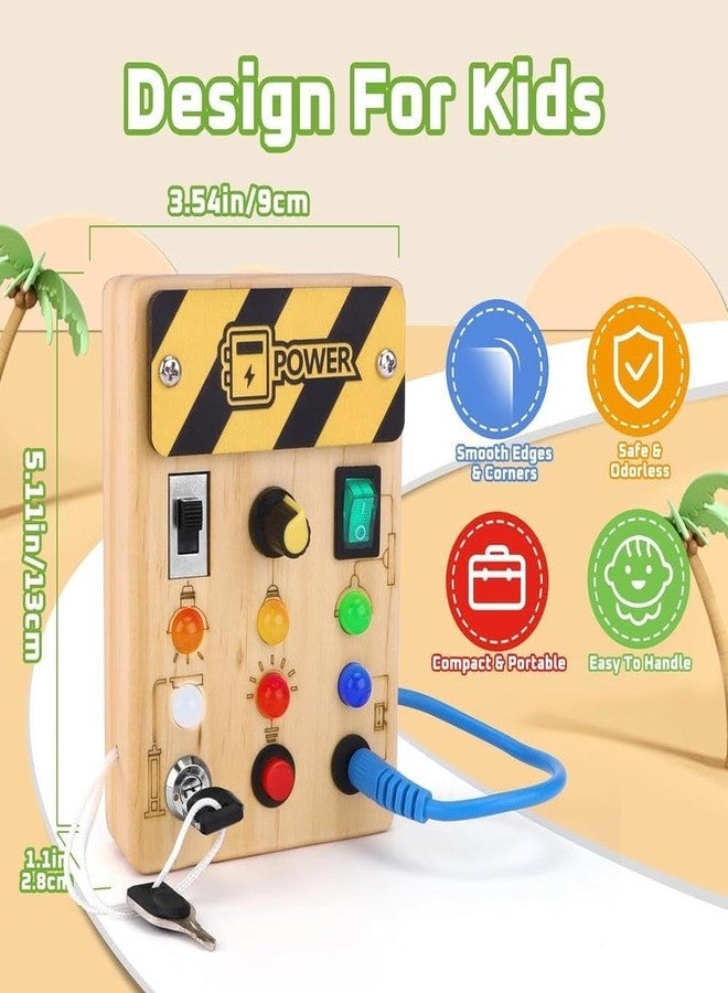 BLiSS HUES Wooden Busy Board for Toddlers with LED-Switch Light-Sensory Play, Educational & Learning Toys for Kids -Travel Toys for Baby Toddlers 18-36 Month - Image 4