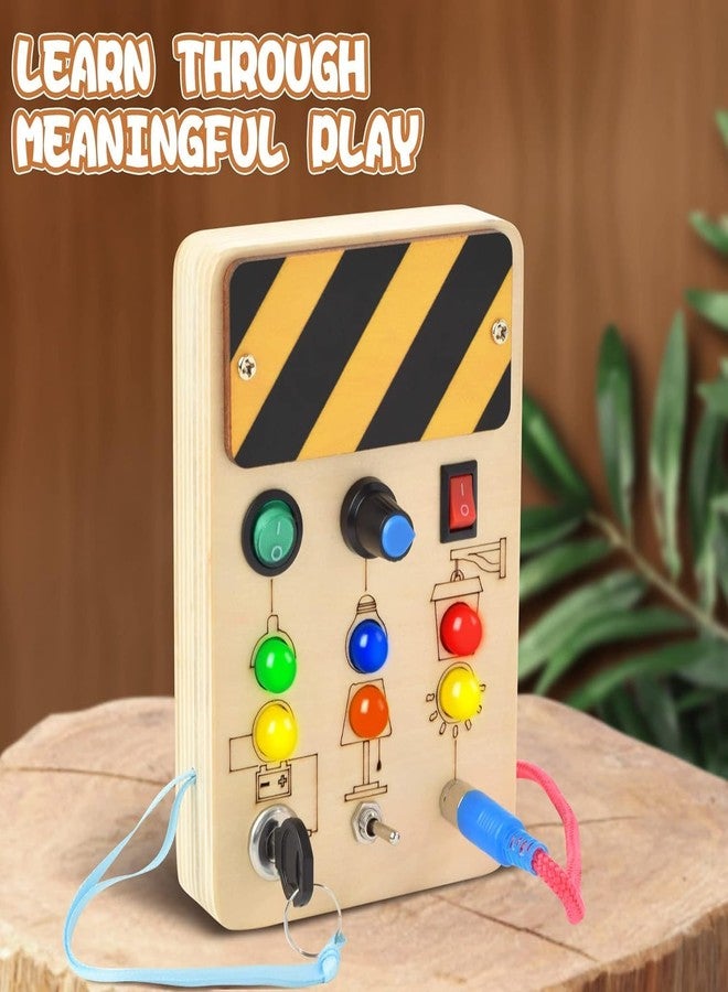 BLiSS HUES Wooden Busy Board for Toddlers with LED-Switch Light-Sensory Play, Educational & Learning Toys for Kids -Travel Toys for Baby Toddlers 18-36 Month - Image 2