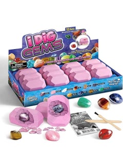 I Dig Gems 12 Pc Rocks Mining Gemstones Digging Kit Science Excavation Sets Stem Toys Kids 6 7 8 9 Year Old - pzsku/ZC824C994D06FFE0CCF54Z/45/_/1719943246/1af6fc3c-d666-4401-a888-aa225323f0c2