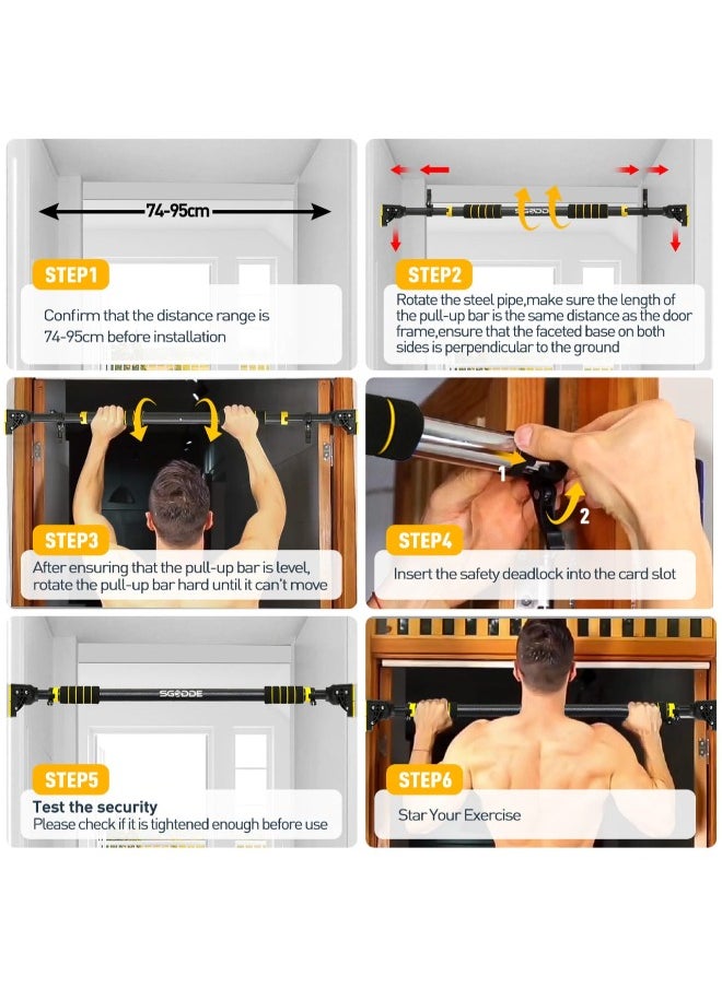 Pull Up door Bar Horizontal Bar Portable Multifunctional Indoor Wall Mounted Non-Skid Safety Pullup Bar