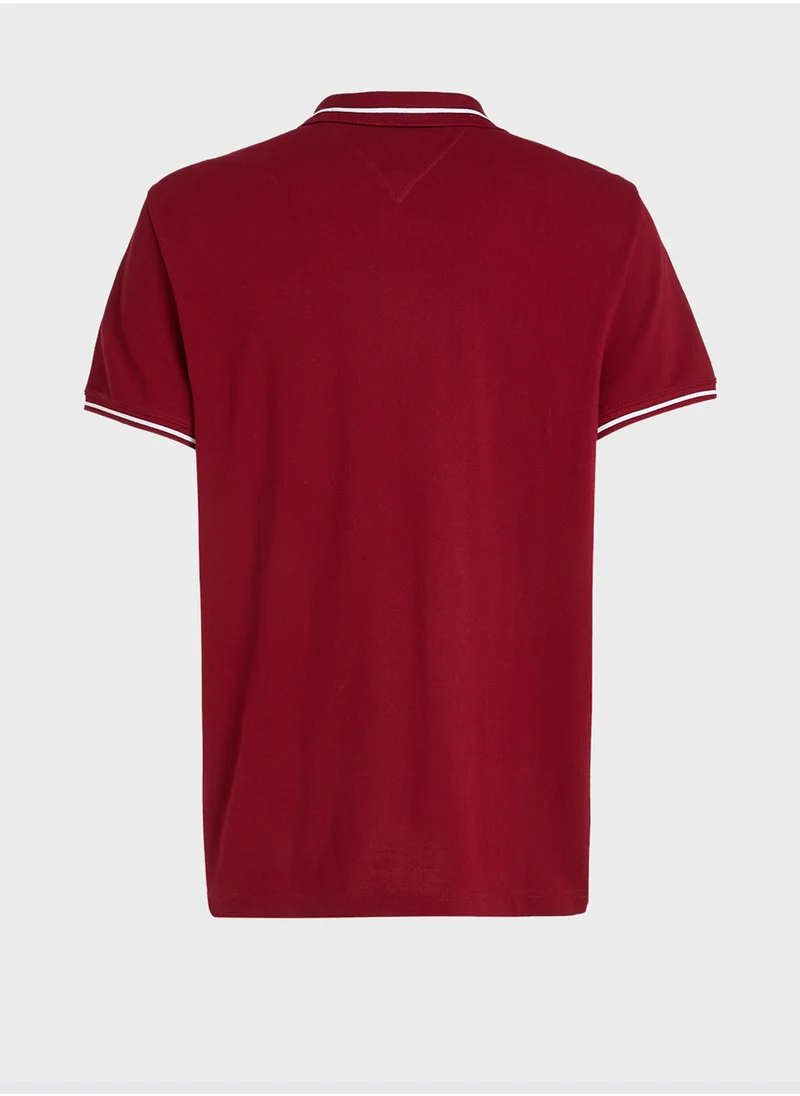 TOMMY JEANS Logo Regular Fit Tipped Polo