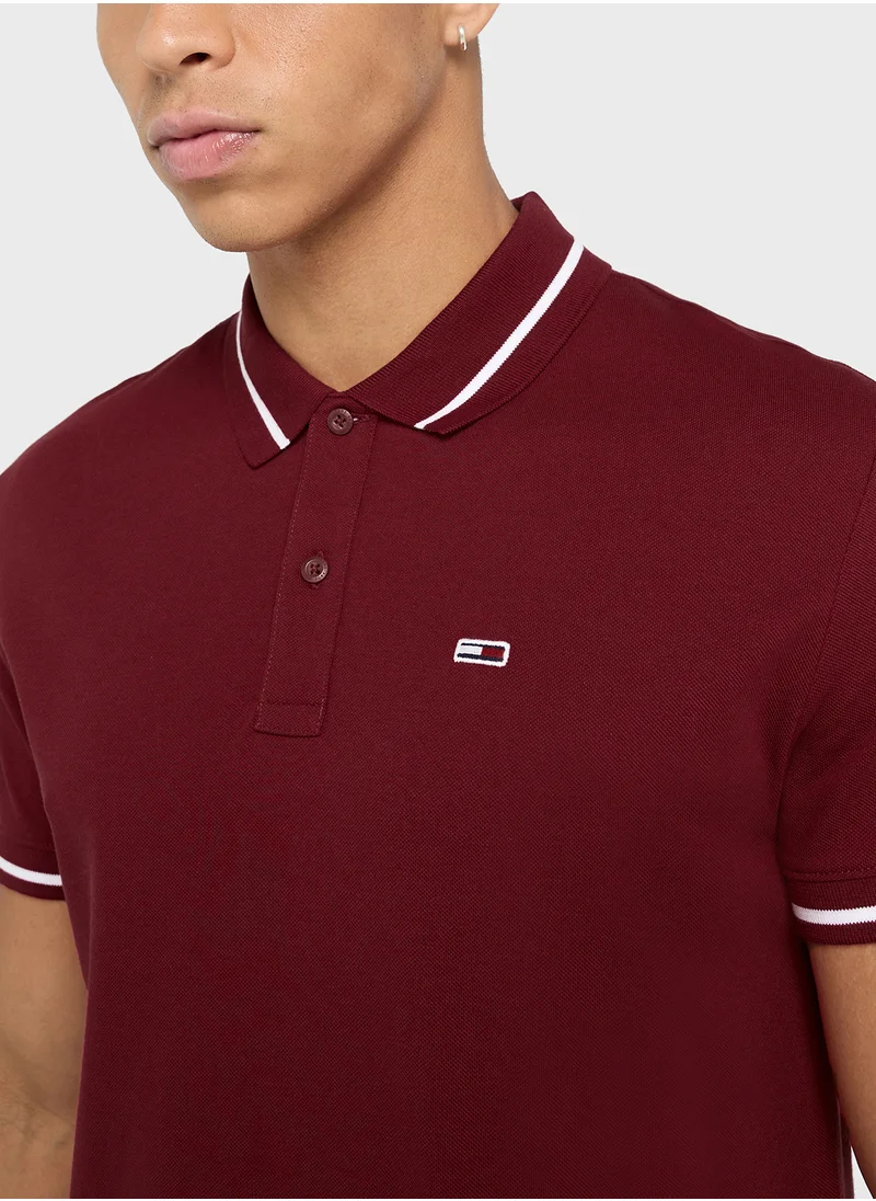TOMMY JEANS Logo Regular Fit Tipped Polo