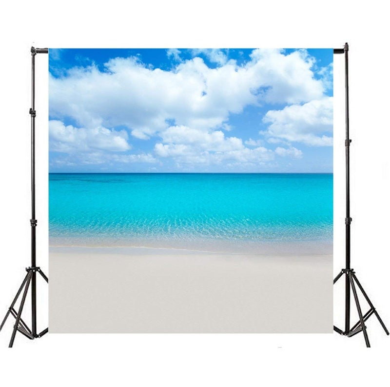 AOFOTO 10x10ft Sea Beach Photography Background Blue Ocean Backdrop Clear Sky Clouds Kid Girl Lovers Boy Adult Artistic Portrait Wedding Seaside Holiday Photoshoot Studio Props Video Drape Wallpaper - Image 3