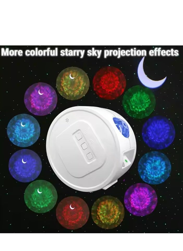 LED Ocean Corrugated Starry Sky Sleep Projector Light,Star Galaxy Light Projector Ocean Wave LED Night Light Lamp with Remote Control Colors Changing Music Bluetooth Speaker Timer for Baby