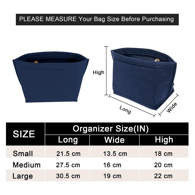 LOUKAYCCI Felt Purse Organizer Insert for Longchamp Le Pliage L Handbag Insert (Dark Blue, Large) - Image 2