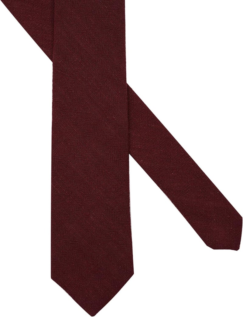 BELLUNO Men's Skinny Ties, Cotton Linen Blend 2.5 inch Solid Neckties - Image 3