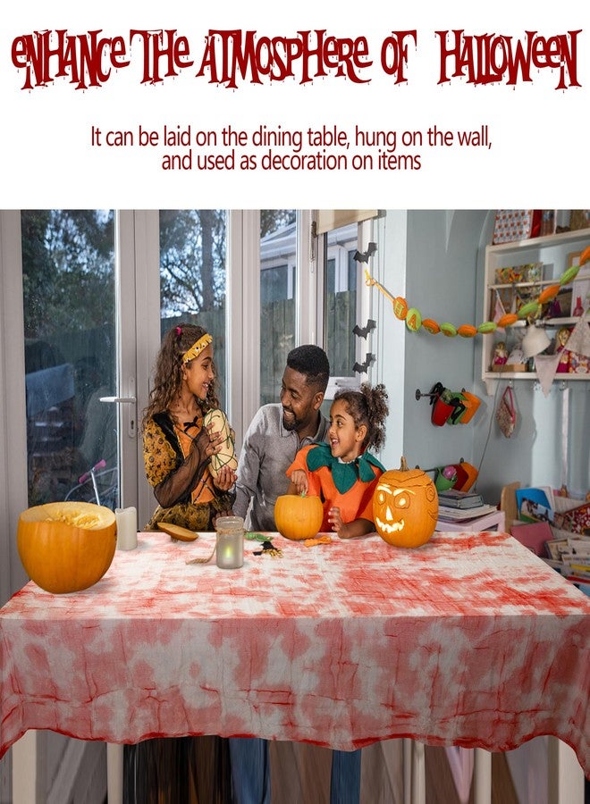 LFUTARI 3 PCS Halloween Bloody Gauze Table Cover- 85" x 60"Bloody Handprint Rectangle Tablecloth - Scary Halloween Table Cover for Halloween Decoration, Spooky Parties (3) - Image 5
