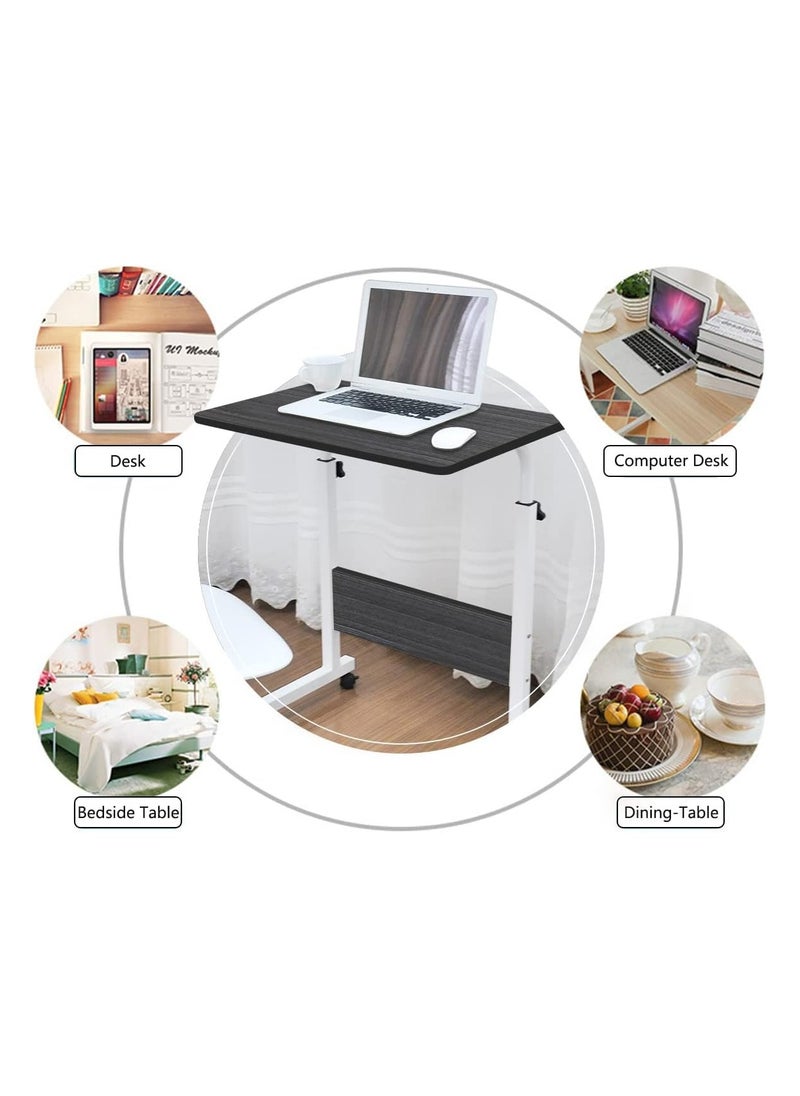 VIO - VIO Adjustable Overbed Bedside Table with Wheels Hospital and Home Use, Laptop Table for Bed, Locking Caster Wheels, Trays for Eating, Mobile Desk Cart (PINK) - Image 1