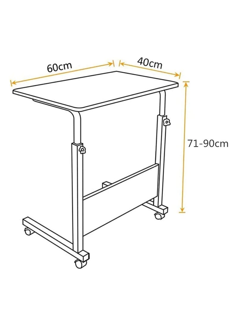 VIO - VIO Adjustable Overbed Bedside Table with Wheels Hospital and Home Use, Laptop Table for Bed, Locking Caster Wheels, Trays for Eating, Mobile Desk Cart (PINK) - Image 1