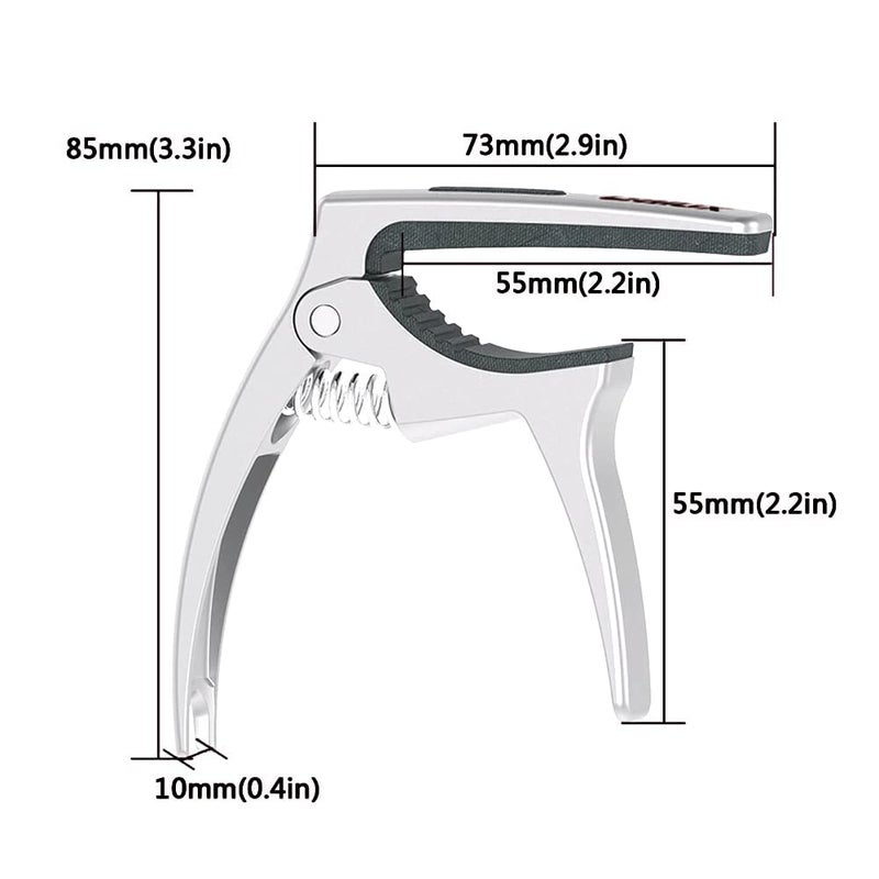 GALUX GC-500A 3in1 Zinc Metal Capo for Acoustic and Electric Guitar (SILVER) - Image 3