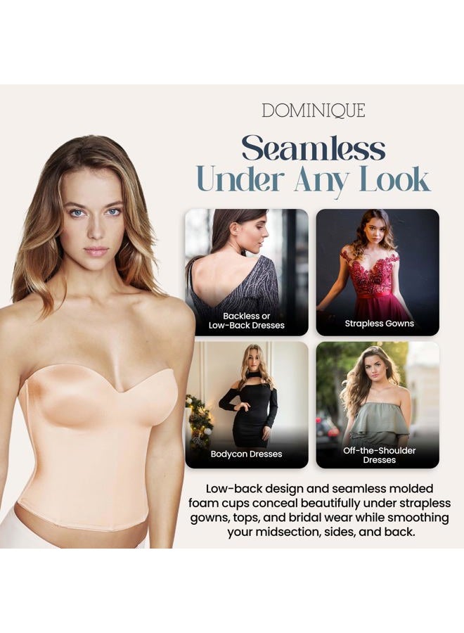 Dominique Women's Ariel Hidden Underwire Longline Bridal Bra (32A-44DD-E) #8541 - Nude - 36C - Image 5