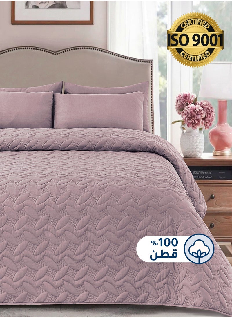 Master Home Textile 3Piece Cotton Bedspread Set Fits 120 x 200 cm Single Size Bed Single Size Compressed Comforter Set Elmira Series  - Image 1