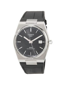 Tissot Mens PRX Powermatic 80 316L Stainless Steel case Automatic Watch, Black, Leather, 12 (T1374071605100)