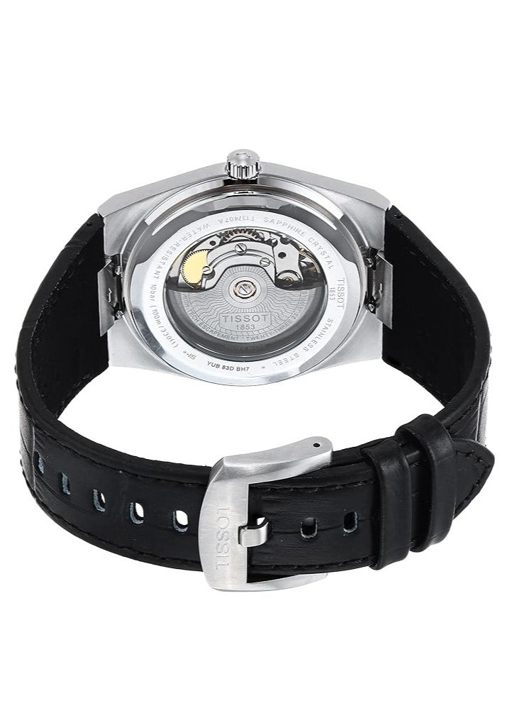 TISSOT - Tissot Mens PRX Powermatic 80 316L Stainless Steel case Automatic Watch, Black, Leather, 12 (T1374071605100) - Image 1
