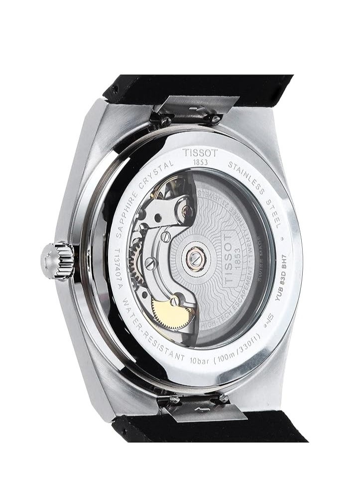 TISSOT - Tissot Mens PRX Powermatic 80 316L Stainless Steel case Automatic Watch, Black, Leather, 12 (T1374071605100) - Image 1