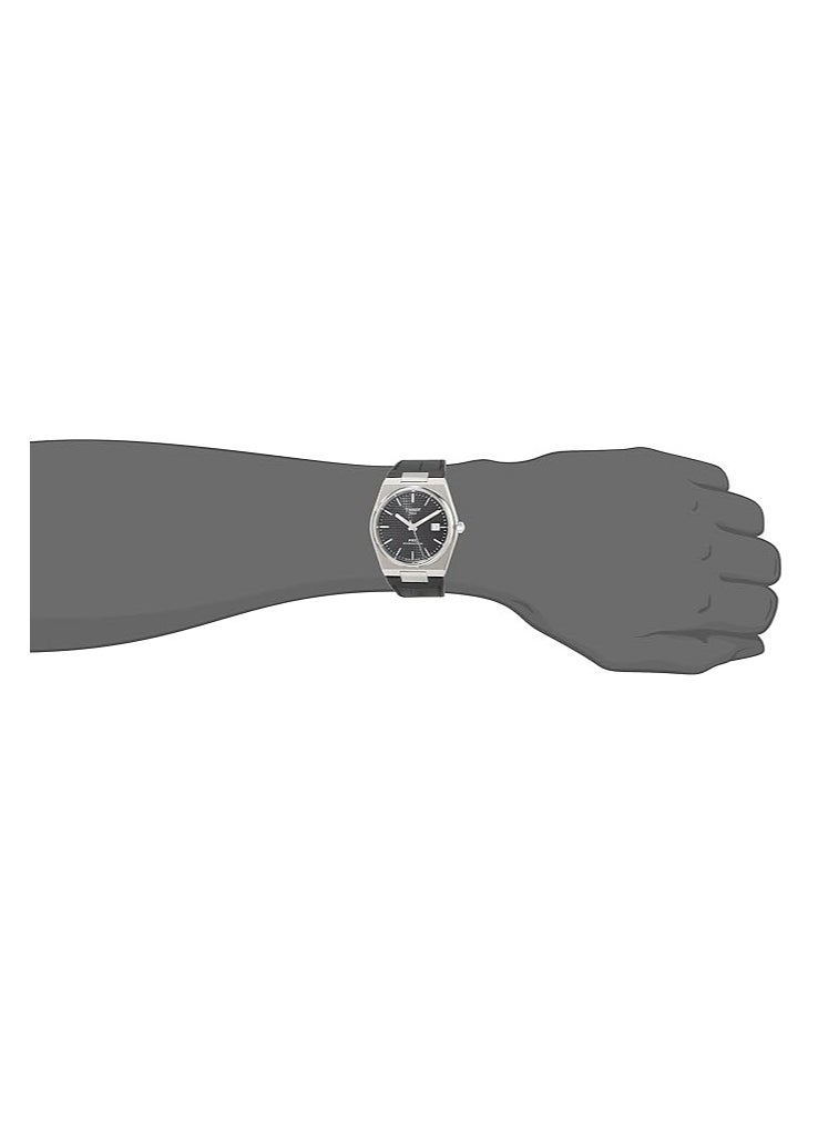 TISSOT - Tissot Mens PRX Powermatic 80 316L Stainless Steel case Automatic Watch, Black, Leather, 12 (T1374071605100) - Image 1