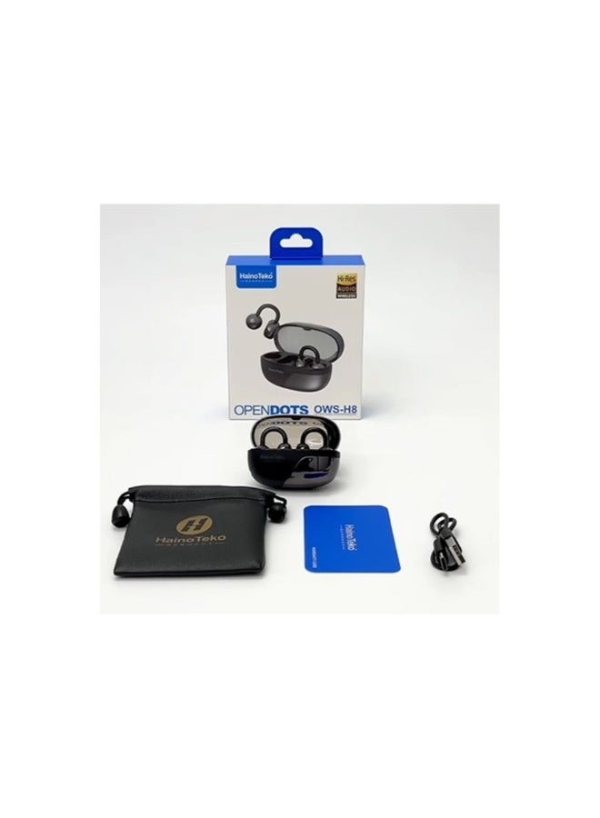 Haino Teko OWS-H8 OpenDots Bluetooth Earphone With High Quality Sound Multi Functional Touch Controls and Microphone Black - Image 3