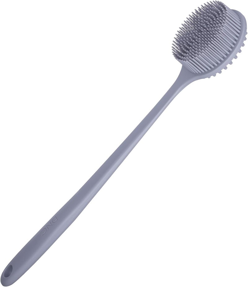 DNC Silicone Back Scrubber for Shower Bath Body Brush with Long Handle (Gray) - Image 5