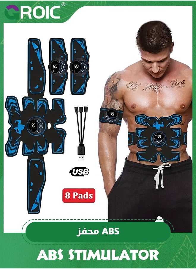 GROIC EMS Abdominal Exerciser, ABS Stimulator With 8 Training Programs, Ab Machine, Abdominal Toning Belt Muscle Toner Fitness Training Gear Ab Trainer Equipment for Home,Abs Stimulator Muscle Toner  - Image 4