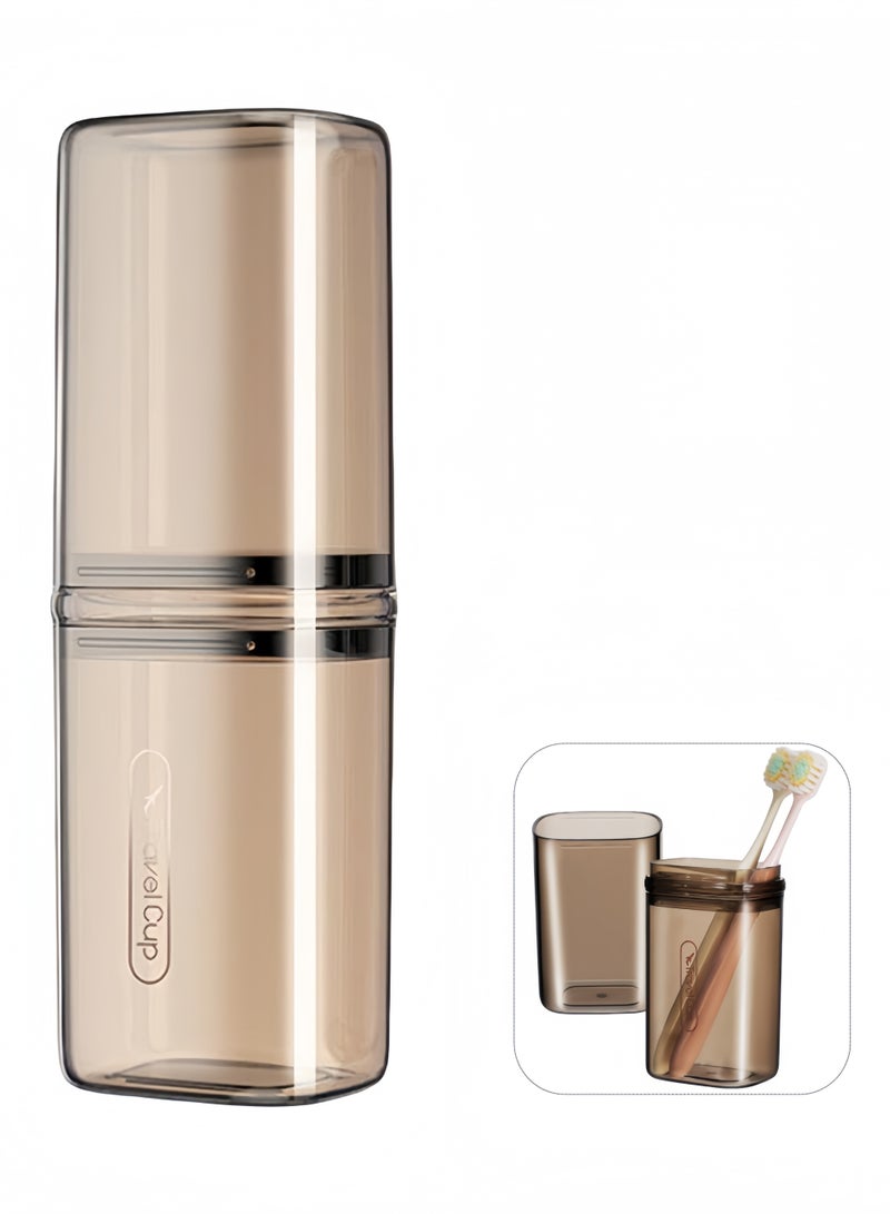 هوجان حافظة فرشاة أسنان محمولة للسفر، حاوية تخزين بلاستيكية لفرشاة الأسنان ومعجون الأسنان (كاري شفاف) - Image 1