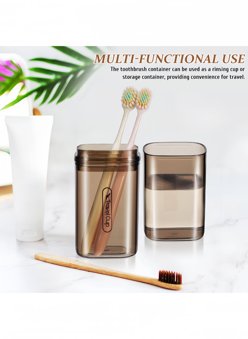 هوجان حافظة فرشاة أسنان محمولة للسفر، حاوية تخزين بلاستيكية لفرشاة الأسنان ومعجون الأسنان (كاري شفاف) - Image 2