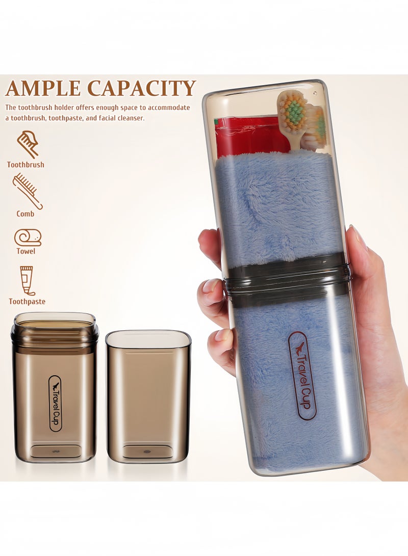 هوجان حافظة فرشاة أسنان محمولة للسفر، حاوية تخزين بلاستيكية لفرشاة الأسنان ومعجون الأسنان (كاري شفاف) - Image 3