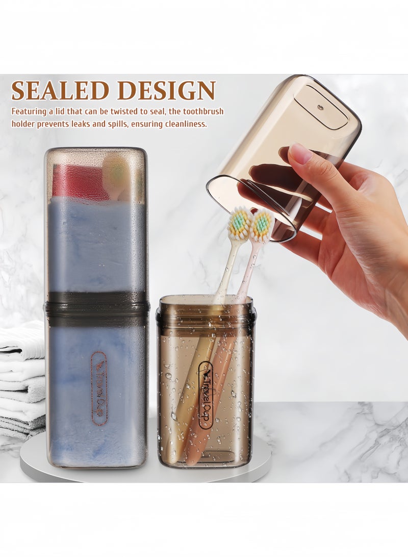 هوجان حافظة فرشاة أسنان محمولة للسفر، حاوية تخزين بلاستيكية لفرشاة الأسنان ومعجون الأسنان (كاري شفاف) - Image 4