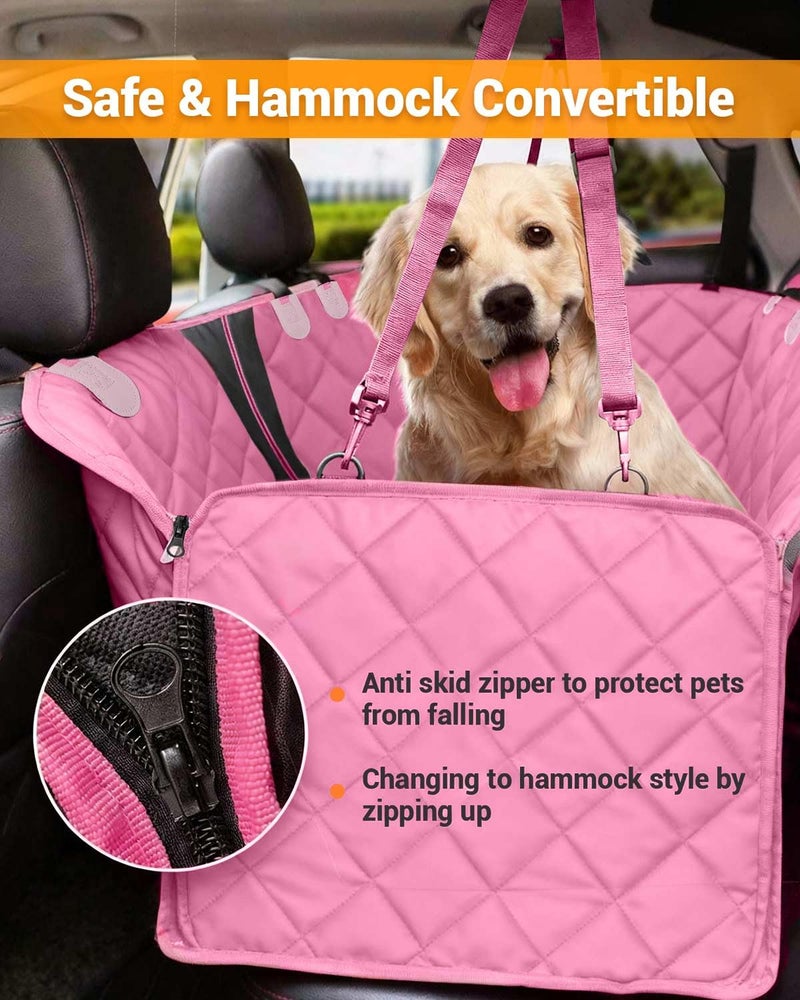 Victoper Dog Car Seat Cover, 600D Heavy Durable Dogs Seat Cover for Back Seat, 100% Waterproof Scratch Proof Nonslip Dog Hammock for Car with Side Flap, Pet Seat Covers with SeatBelt for Cars Sedan SUV Trucks - Image 3