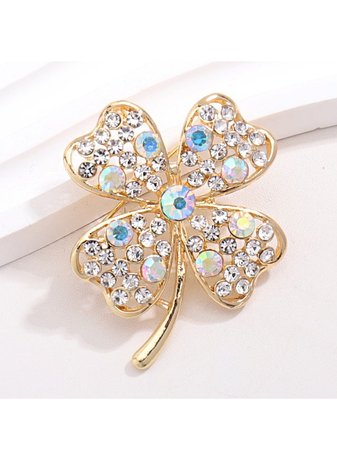 Mark Fairwhale New Four Leaf Clover Glass Alloy Brooch