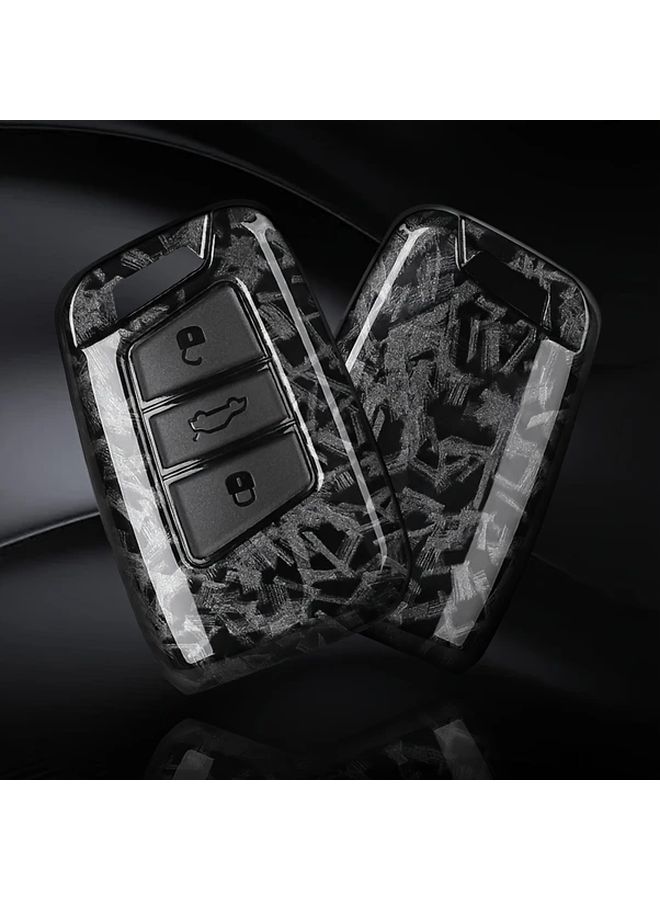 Carbon Fiber Car Key Case Cover For Volkswagen Tiguan MK2 Magotan Passat B8 Cc Skoda Superb A7 Single Shell Black - Image 1