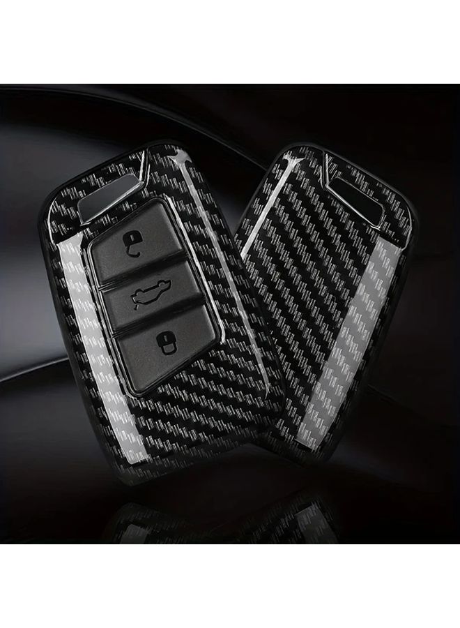 Carbon Fiber Car Key Case Cover For Volkswagen Tiguan MK2 Magotan Passat B8 Cc Skoda Superb A7 Single Shell Black - Image 5