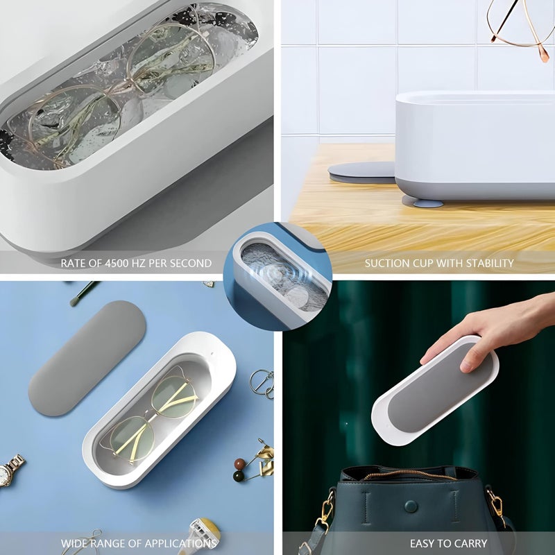 Portable Ultrasonic Cleaner: Professional Mini Household Model Perfect for Jewelry, Eyeglasses, Watches, Rings, Retainers, Coins, Compact Design for Easy Storage and Use. - Image 4