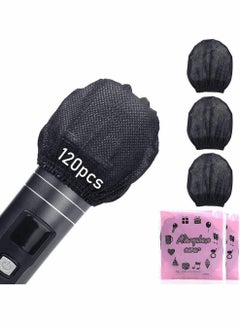 SYOSI Disposable Microphone Covers Caps Windscreen and Pop Filters Mic Cover Individual Wrapped Package Sanitary for Mic Compatible with Shure U and O Karaoke Microphone Sanitary, 120 Pack, Black  - Image 1