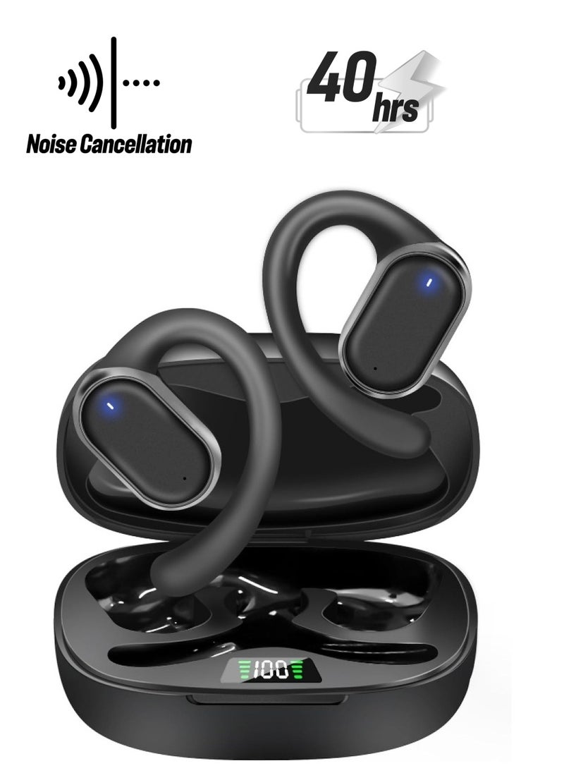 Generic Open Ear Headphones Wireless Earbuds Bluetooth 5.3 Noise Cancelling Earbuds,Wireless Headphones with LED Digital Display 40Hrs Playtime Ear buds,Earphones audifonos inalambricos with Earhooks,Black  - Image 1
