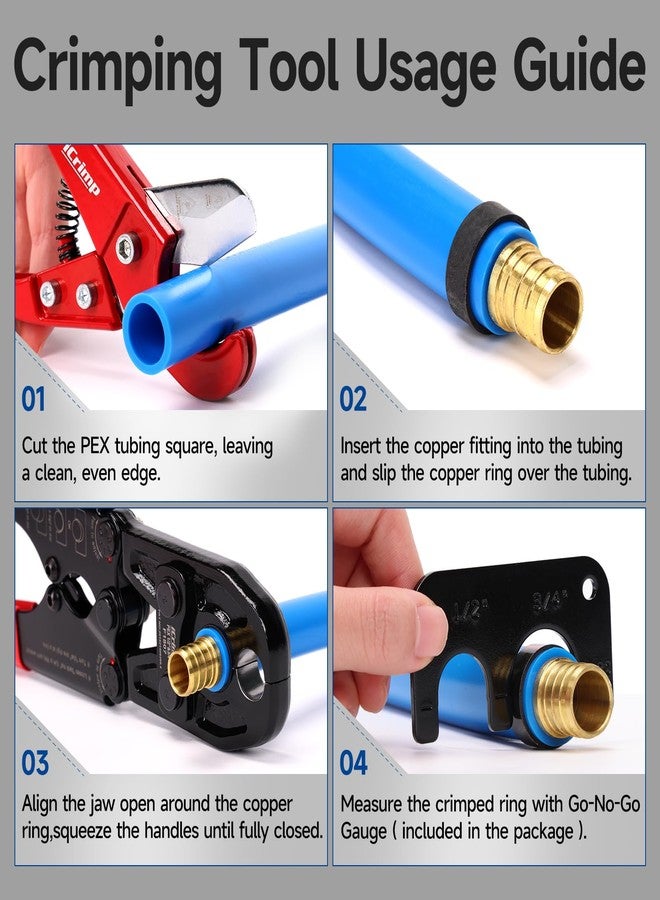 IWISS iCrimp Combo Pex Pipe Crimping Tool Kit for 1/2 and 3/4-inch Copper Ring, meets ASTM 1807, Copper Ring Crimper, Removal Tool and Pex Tubing Cutter - Image 4
