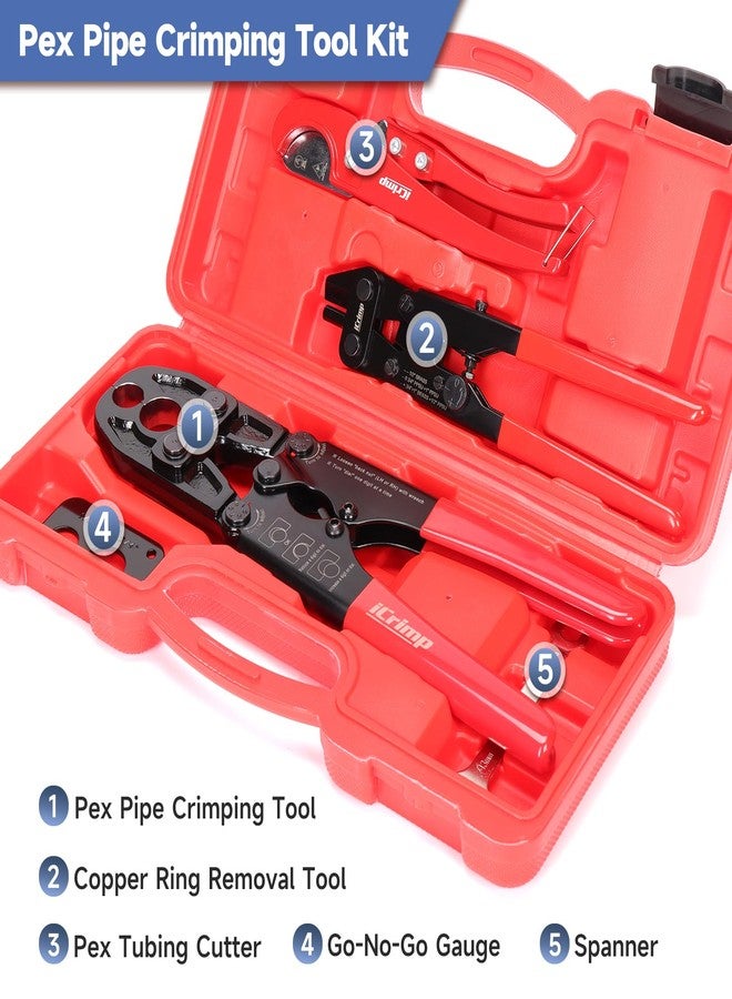 IWISS iCrimp Combo Pex Pipe Crimping Tool Kit for 1/2 and 3/4-inch Copper Ring, meets ASTM 1807, Copper Ring Crimper, Removal Tool and Pex Tubing Cutter - Image 2