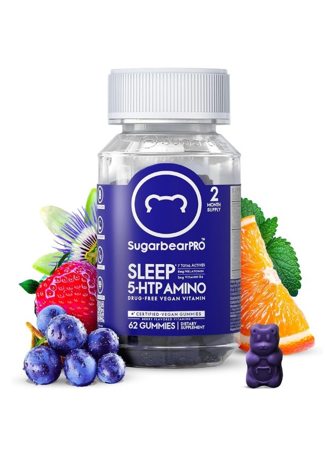 SugarBearPro Sleep Gummies – 2 Month Supply | Extra Strength 6mg Melatonin | Vegan Sleep Aid with B6, L-Theanine, 5-HTP, Valerian | For Adults & Teens | Certified Kosher - Image 1