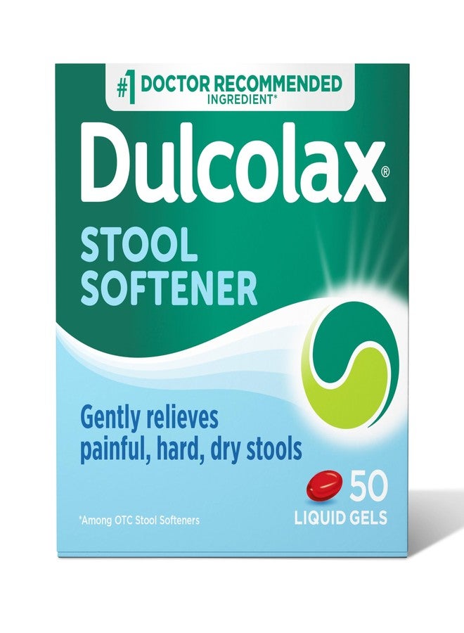 Dulcolax Stool Softener Laxative Liquid Gel Capsules, Gentle Constipation Relief for Hard, Dry Stools, Docusate Sodium 100 mg, 50 Count - Image 1