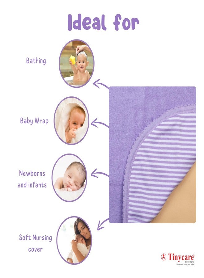 Tinycare Cotton Bath Hooded Towel for New Born, Extra Soft Outside Interlock Stripes Inside Terry, Printed Towel for Kids/Toddler/Infants 72 x 72cm Quick Absorbent (Yellow- Pack of 1) 0-12 Months - Image 5
