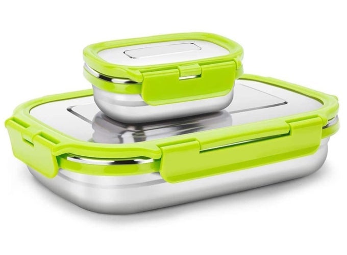 STAINLESS STEEL LUNCH BOX SPILL PROOF OFFICE TIFFIN FOR SCHOOL KIDS COLLEGE STUDENTS CLICK IT STEEL LUNCH BOX MEN AND WOMEN GREEN