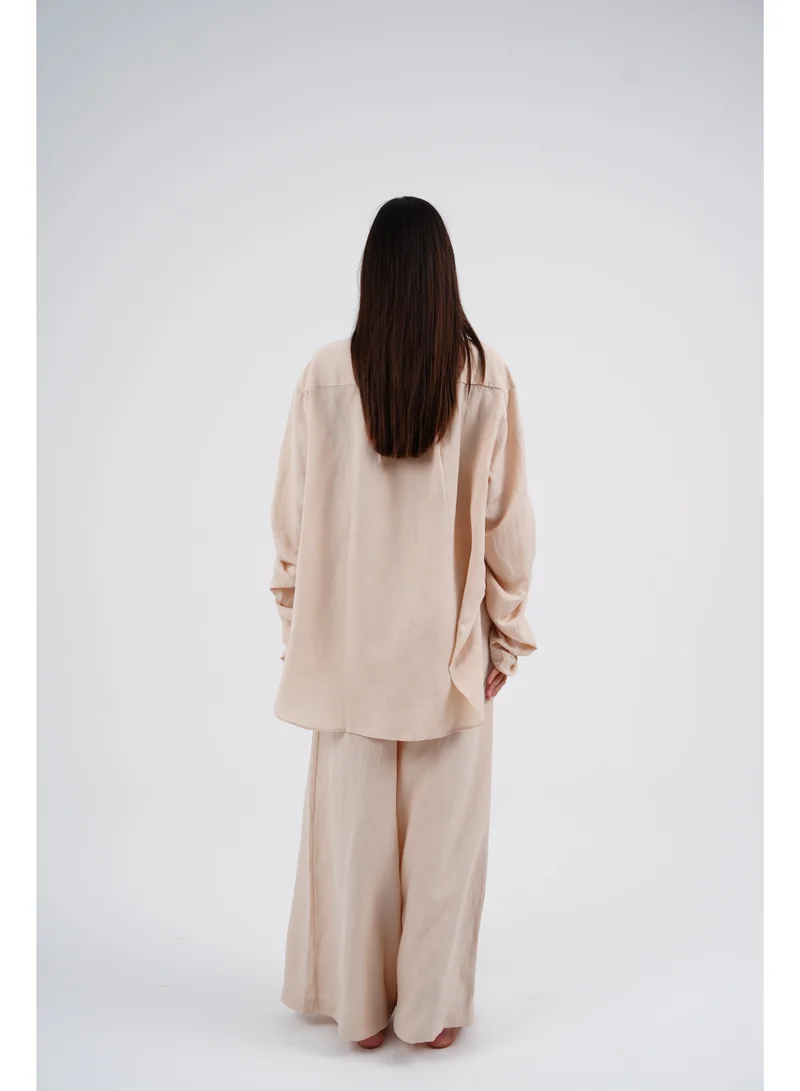 Two Bees  Lunelle Beige Linen Tencel Set for Women | Best Price UAE