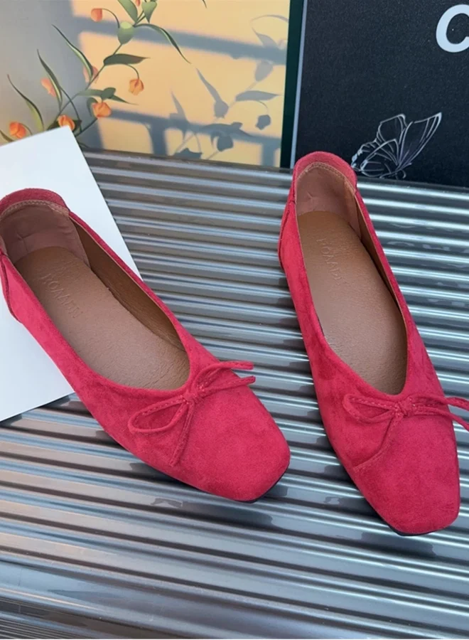 Take Two Women Red Bow Detail Flat Shoes