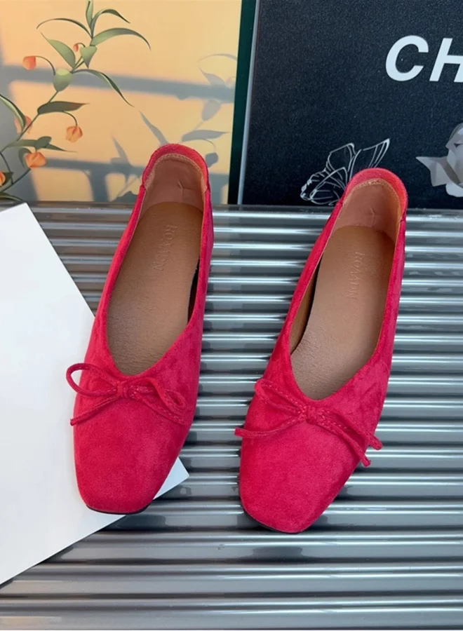 Take Two Women Red Bow Detail Flat Shoes