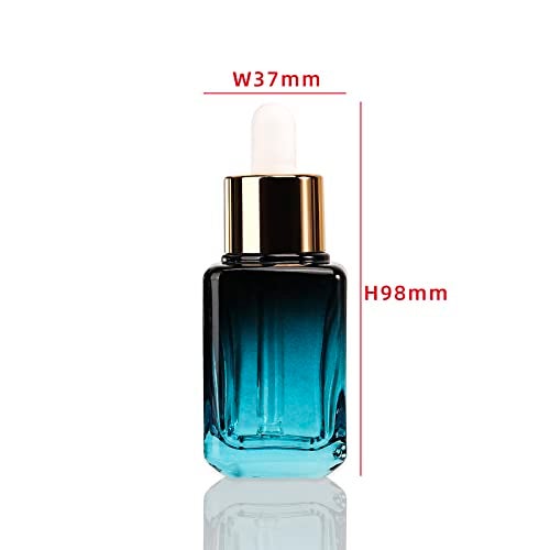 COSIDEA 6pcs Empty gradient Blue Square 30ml 1oz Glass dropper bottle for Serum essence oil bottles container packing - Image 3