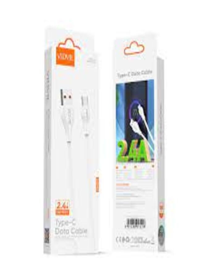 Vidvie Data cable and charging cable, Type-C, 2.4 amp, white - Image 1