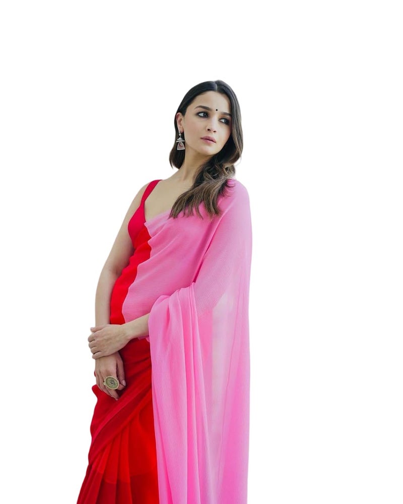 BE4MECOM Alia Bhatt Wear Rocky Rani Movie Celebrity Inspired Manish Malhotra Party Wedding Saree Multi2